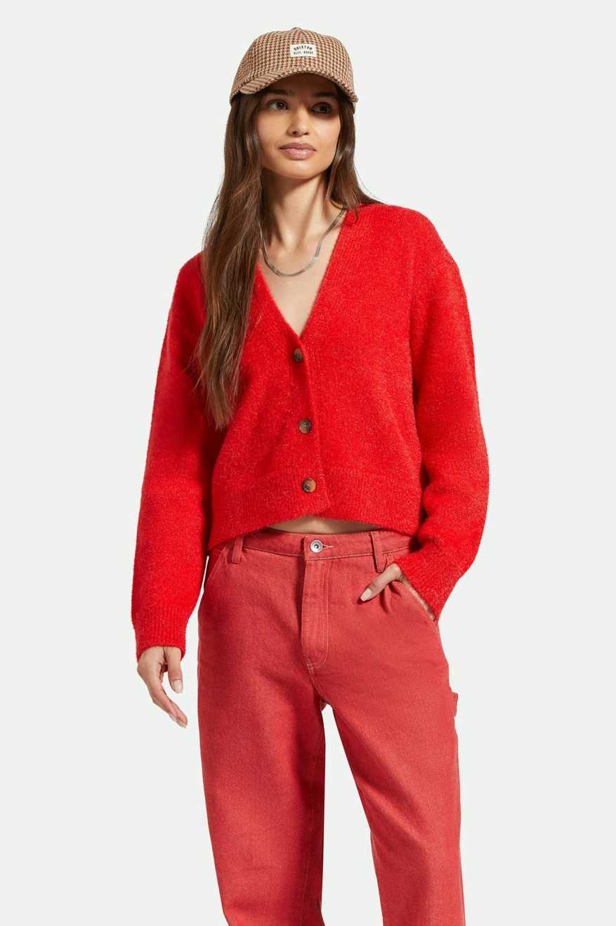 BRIXTON TOWN CARDIGAN - MARS RED SWEATER BRIXTON   