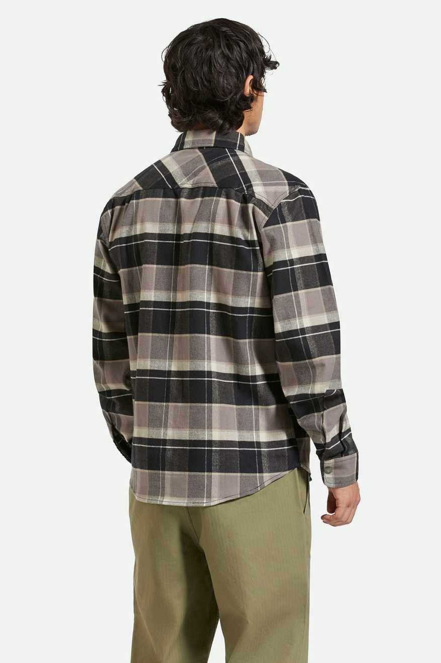 BUILDERS BOWERY STRETCH WATER RESISTANT L/S FLANNEL - BLACK/CHARCOAL/BEIGE SHIRT BRIXTON   