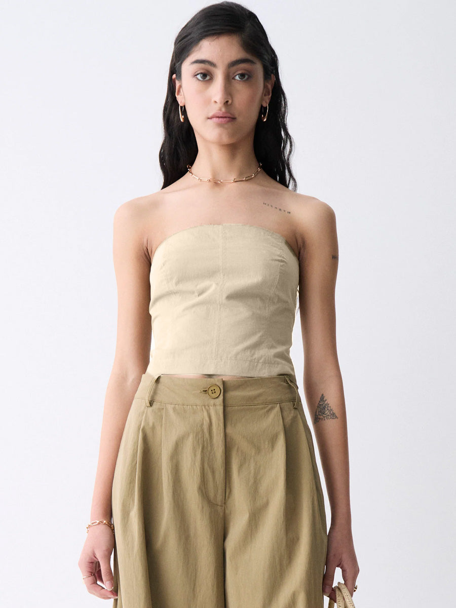 LOUNA TOP - BEIGE SHIRT -