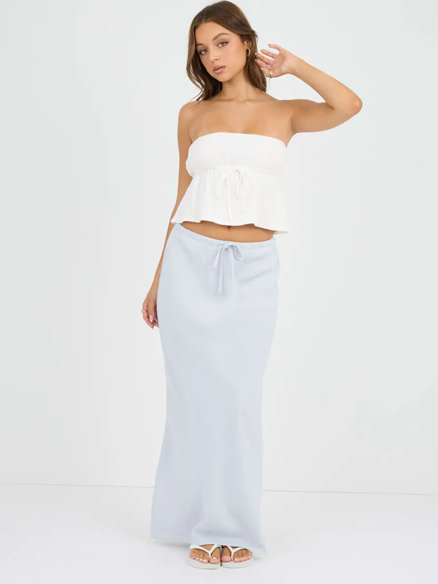 BIAS CUT MAXI SKIRT - BLUE SKIRT -