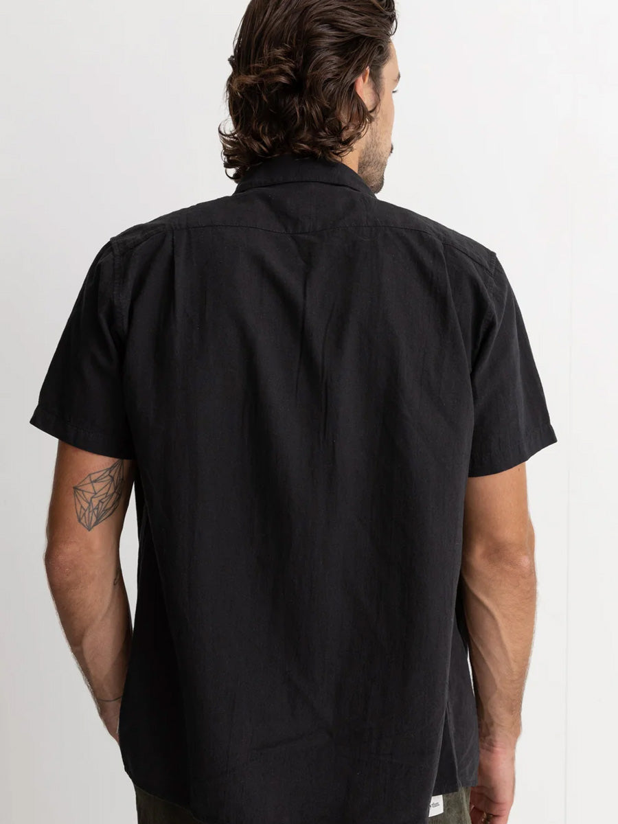 RHYTHM CLASSIC LINEN SHORT-SLEEVE SHIRT - VINTAGE BLACK SHIRTS RHYTHM