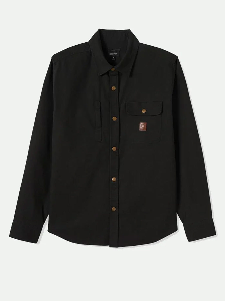 BRIXTON BUILDERS STRETCH OVERSHIRT - WASHED BLACK SHIRTS BRIXTON