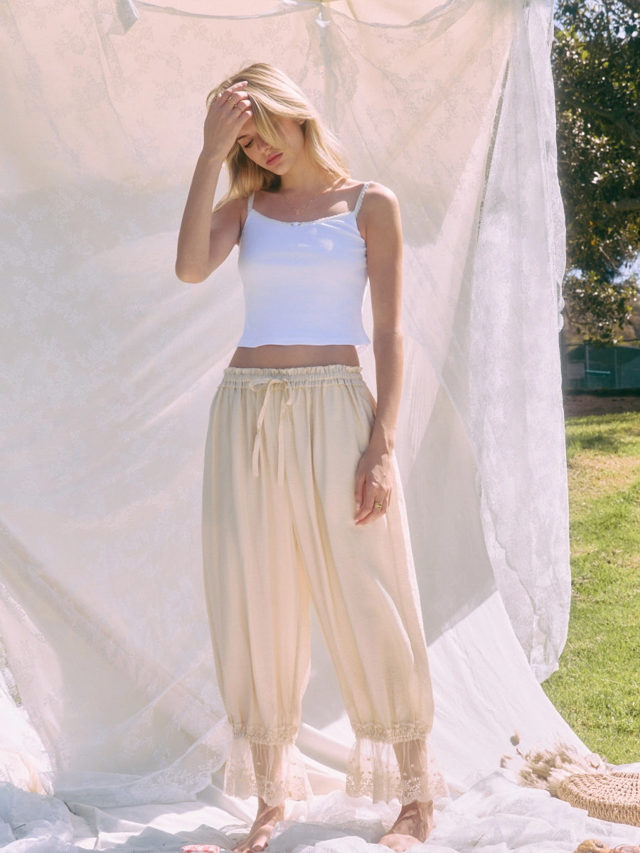 RELAXED BLOOMER PANTS - ECRU PANTS OAK CLOTHING CO.