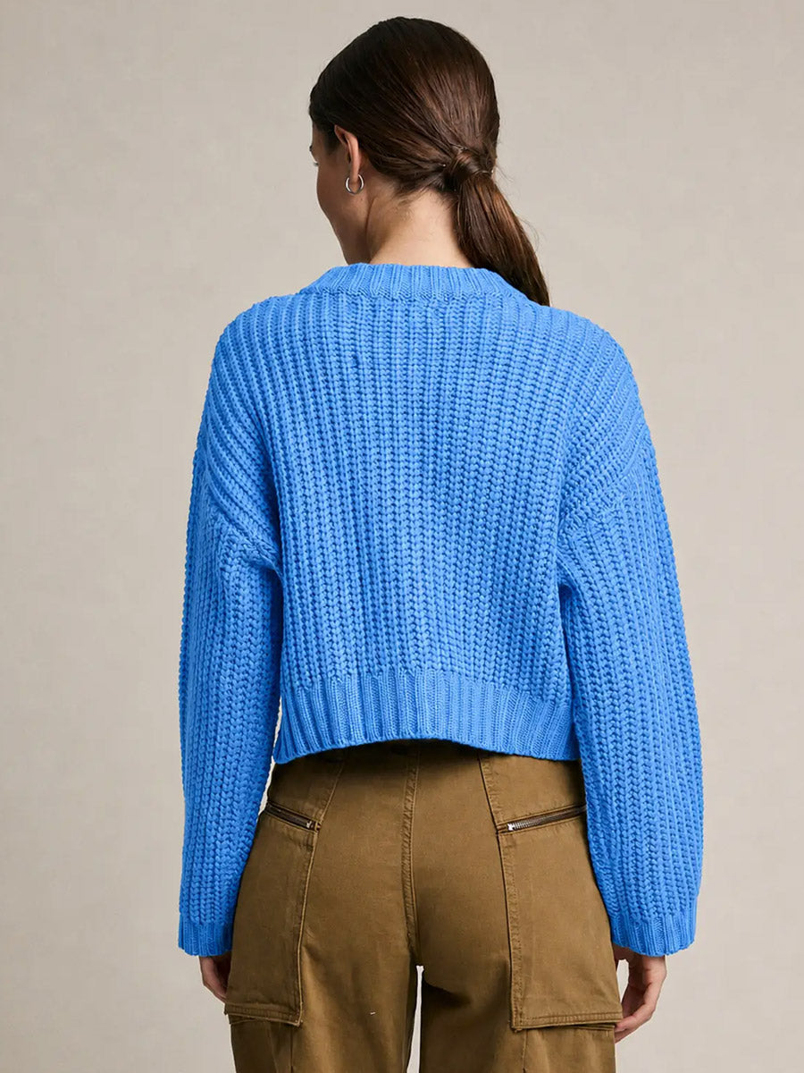 CHUNKY KNIT BUTTON FRONT CARDIGAN  - BLUE
