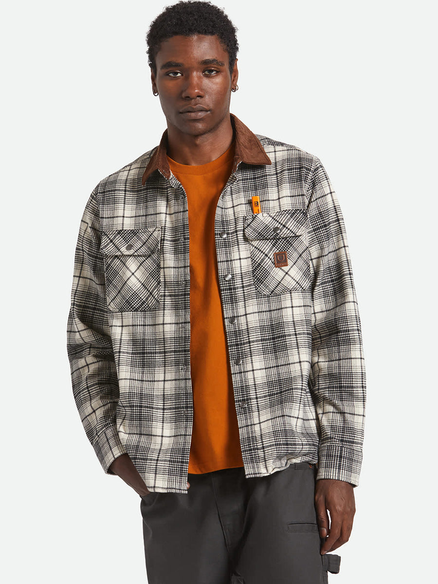 BRIXTON BUILDERS BOWERY PERF FLANNEL - OFF WHITE/BLACK SHIRTS BRIXTON