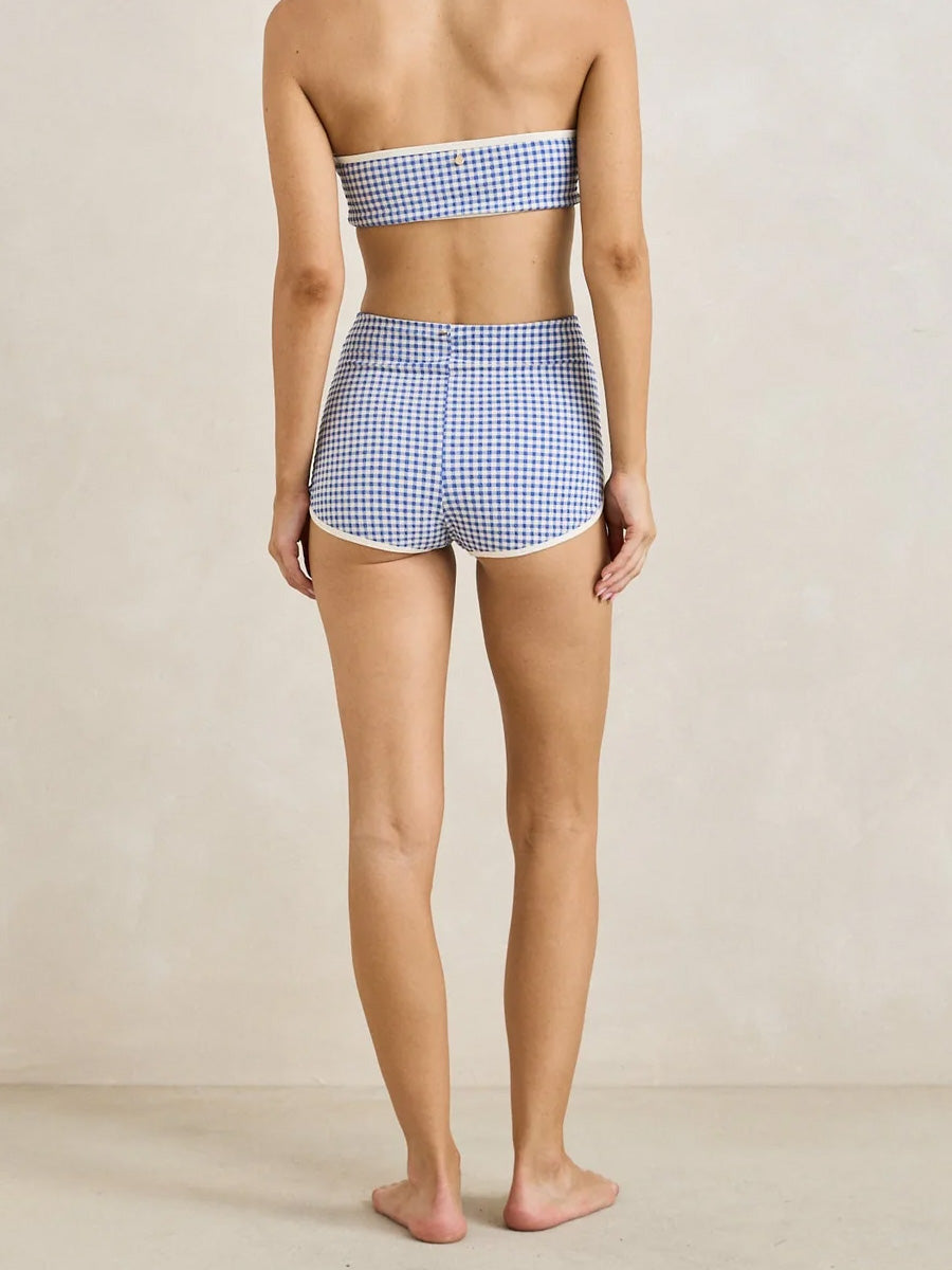 RHYTHM CAPRI CHECK BOYLEG PANT - BLUE BIKINIS RHYTHM