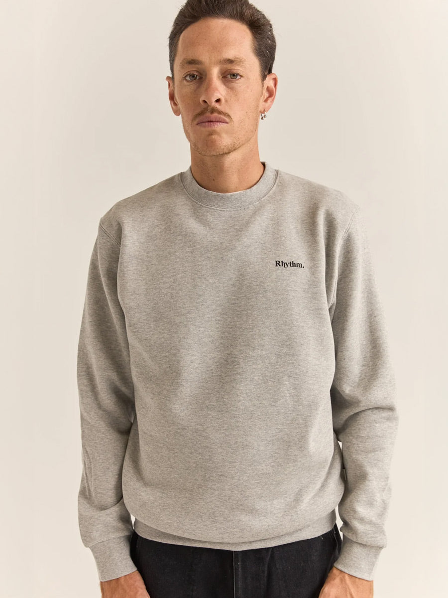 RHYTHM BRAND FLEECE CREW - GREY HEATHER CREWNECK RHYTHM   