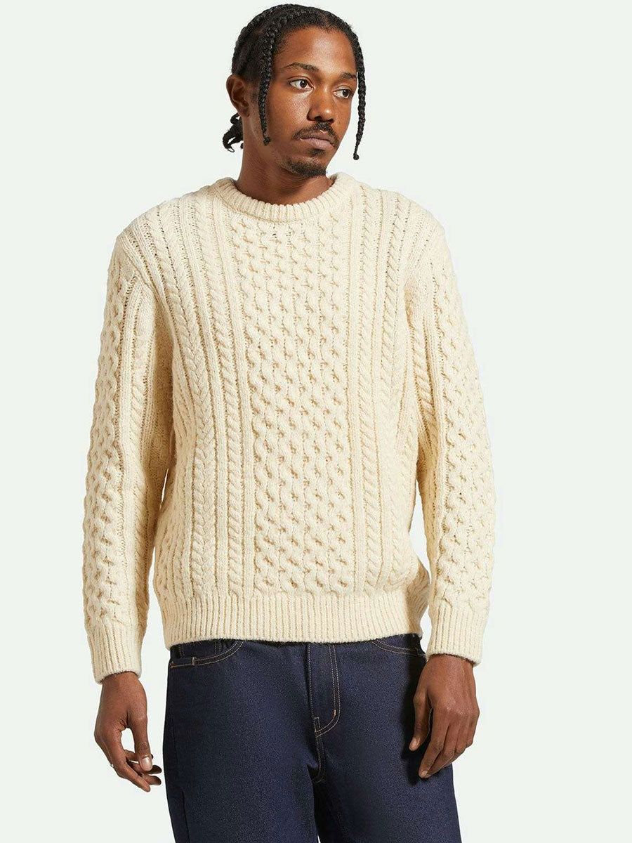 BRIXTON CLASSIC FISHERMAN'S SWEATER - OAT SWEATER BRIXTON   