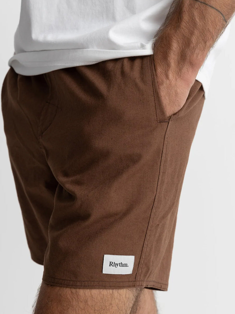 RHYTHM CLASSIC LINEN JAM SHORT - CHOCOLATE SHORTS RHYTHM