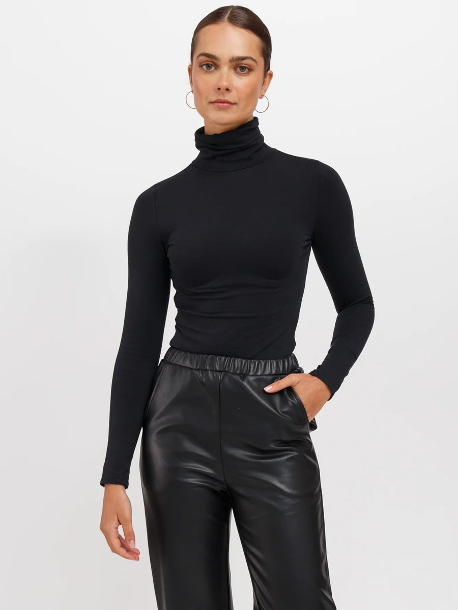 BRUNETTE THE LABEL LONG SLEEVE TURTLE NECK - BLACK TOP BRUNETTE THE LABEL   