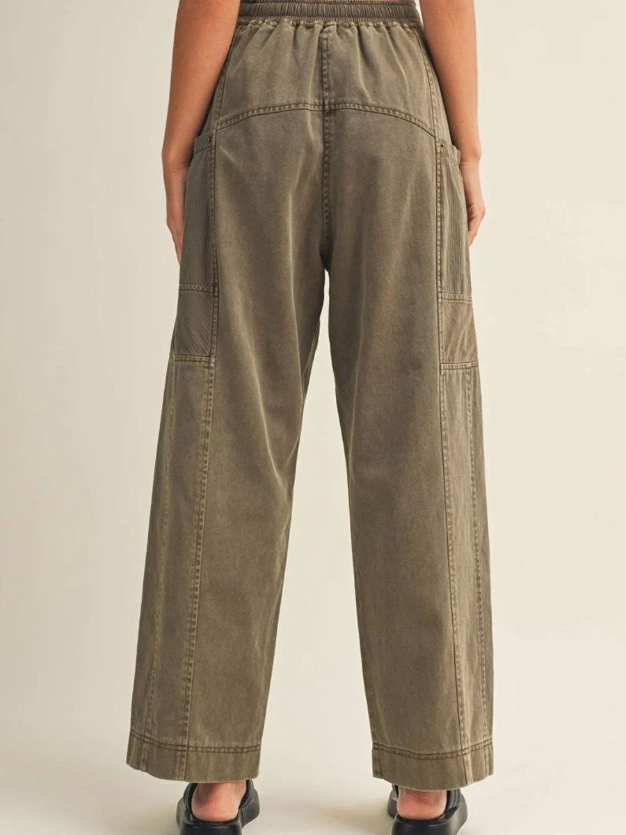 SIDE POCKET WIDE PANTS - BURNT MOSS PANTS OAK CLOTHING CO.