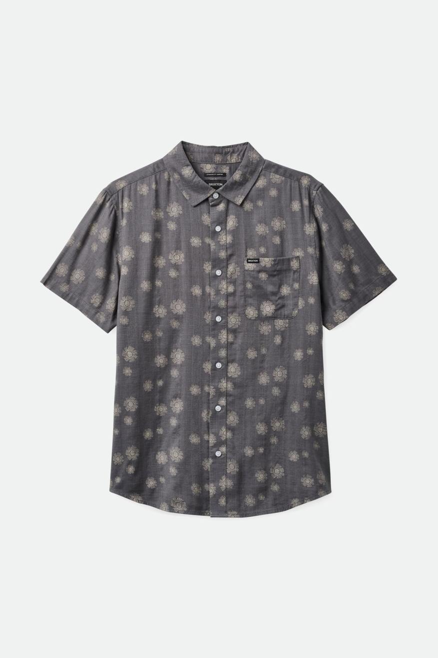 BRIXTON CHARTER SLUB S/S WOVEN SHIRT - CHARCOAL SOL SHIRT BRIXTON   