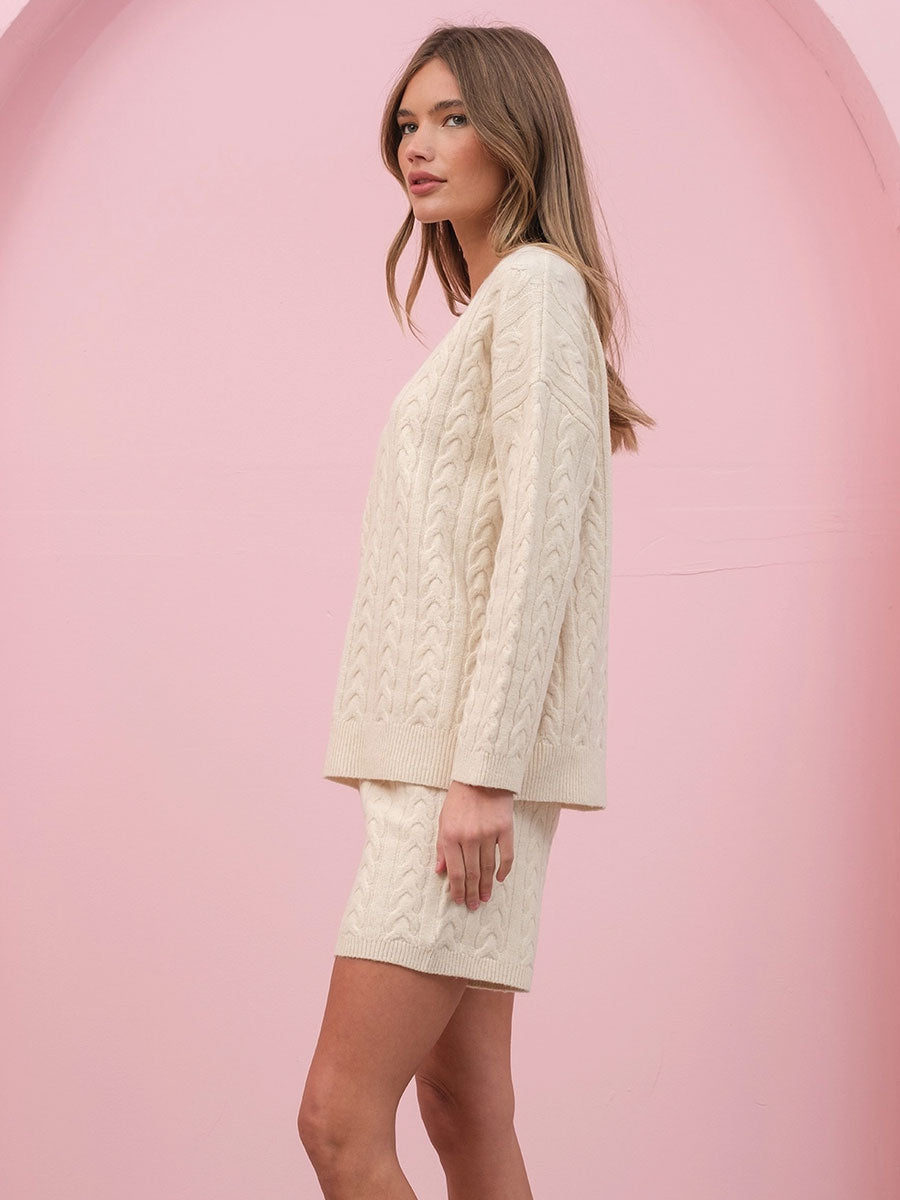 LIGHT CABLE SHORT - BEIGE SHORTS OAK CLOTHING CO.