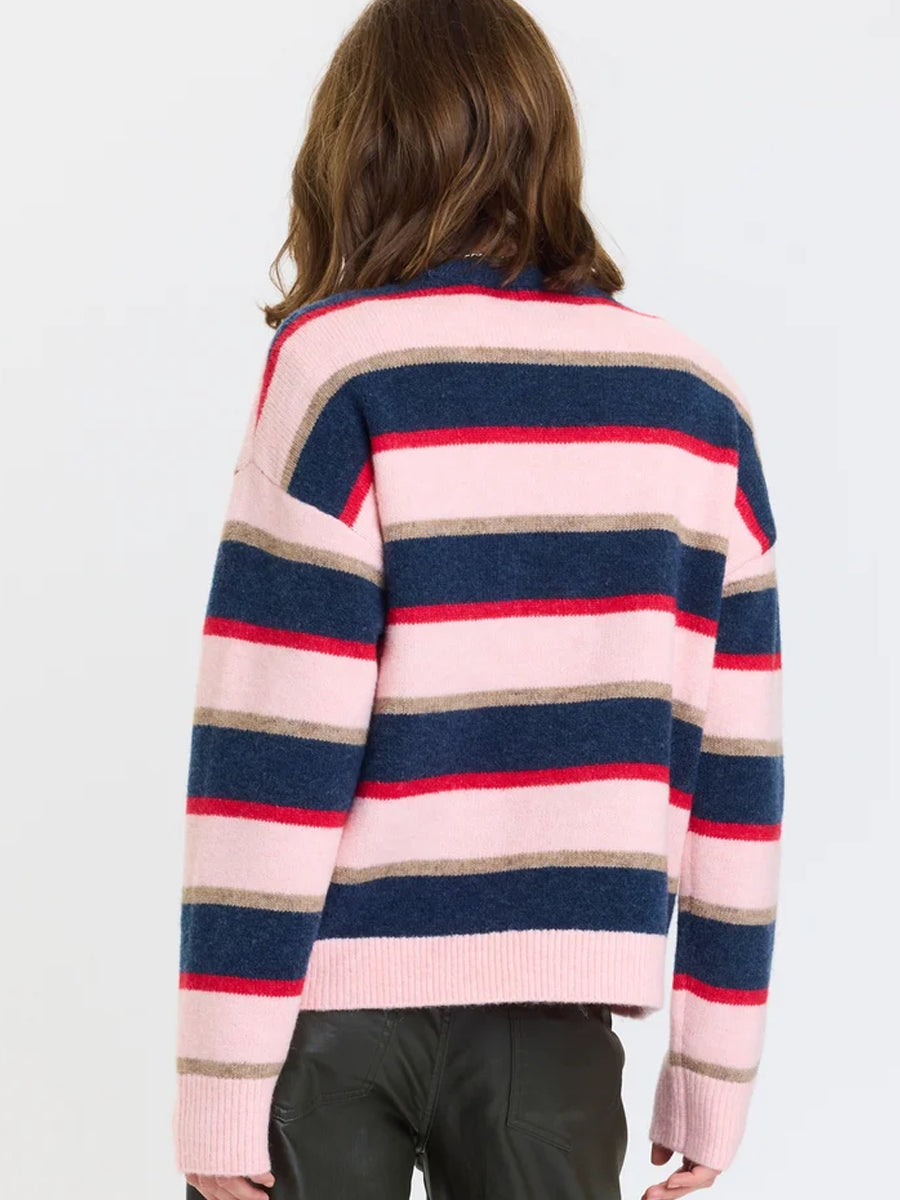 DAZE DENIM CARLYLE EVERYDAY CREW NECK SWEATER - CORAL STRIPE SWEATERS DAZE DENIM