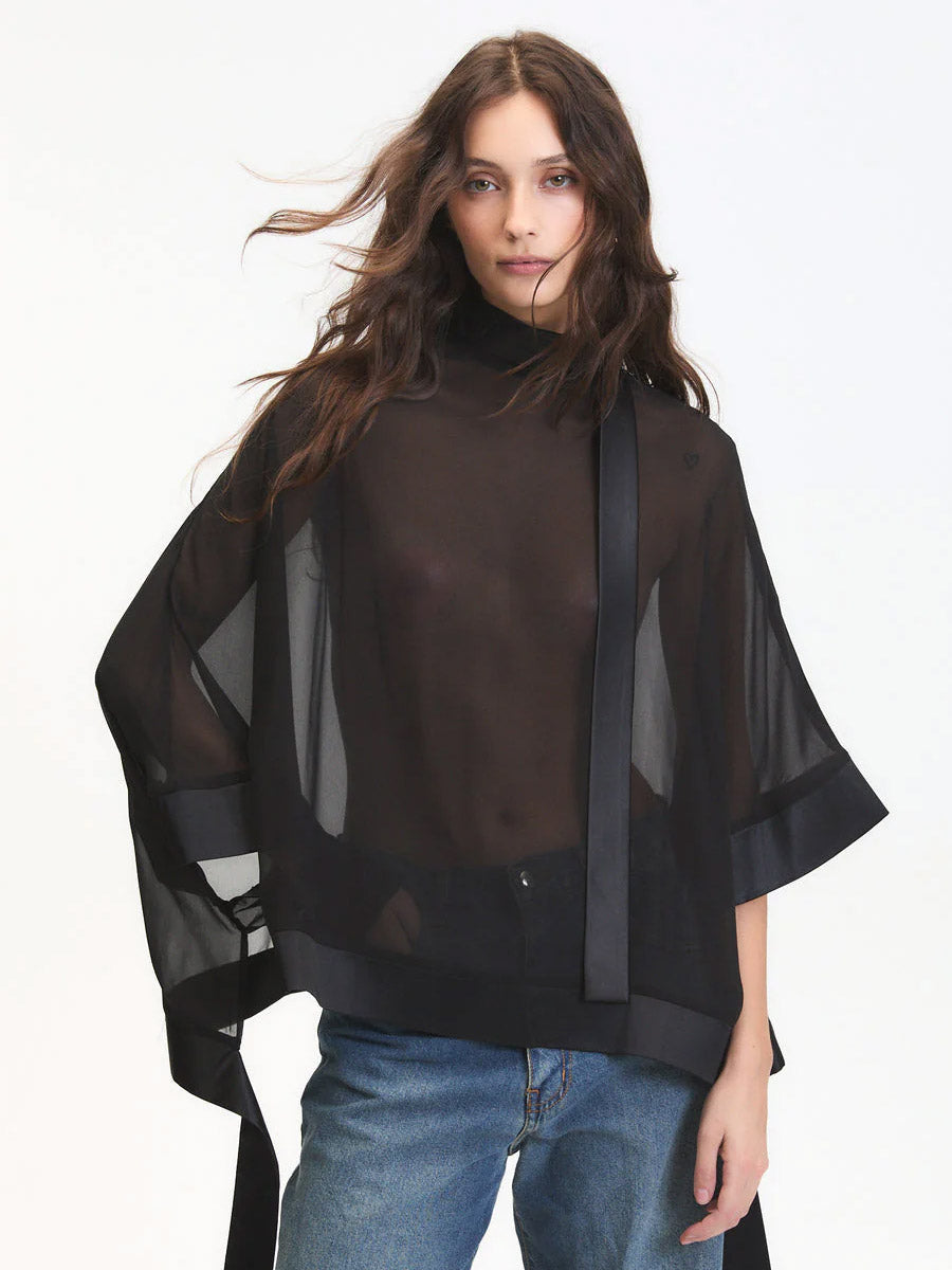 CARTER SHEER BLOUSE - BLACK SHIRTS DELUC
