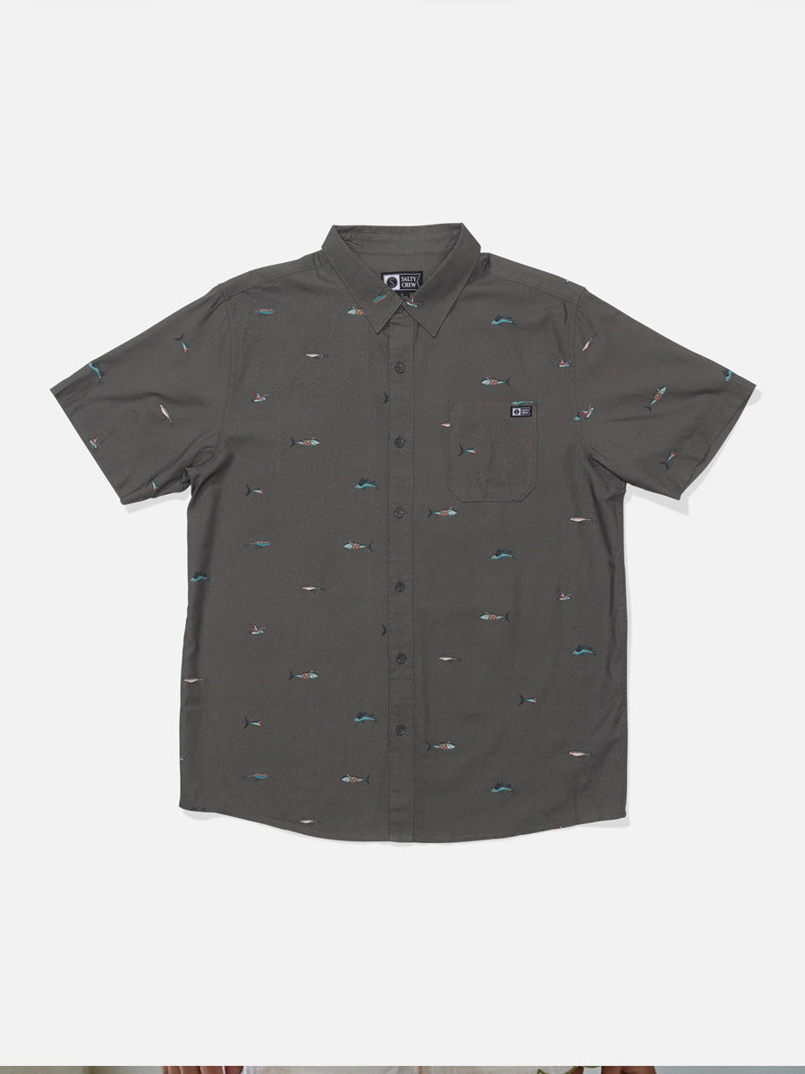 SALTY CREW CREW SHORT-SLEEVE BUTTON UP - CHARCOAL SHIRTS SALTY CREW