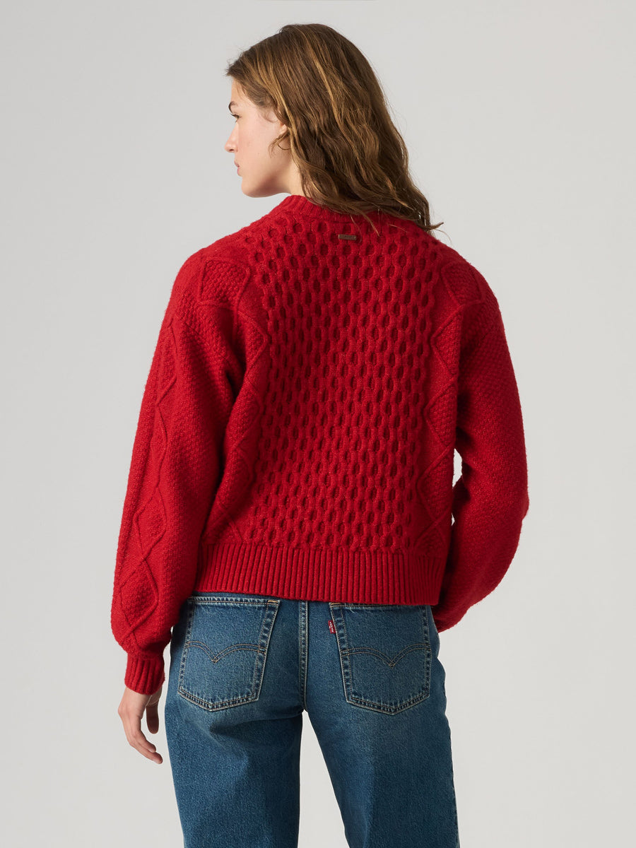 LEVI'S CHARLOTTE CREWNECK CARDIGAN - EMBOLDENED / RED SWEATERS LEVI'S