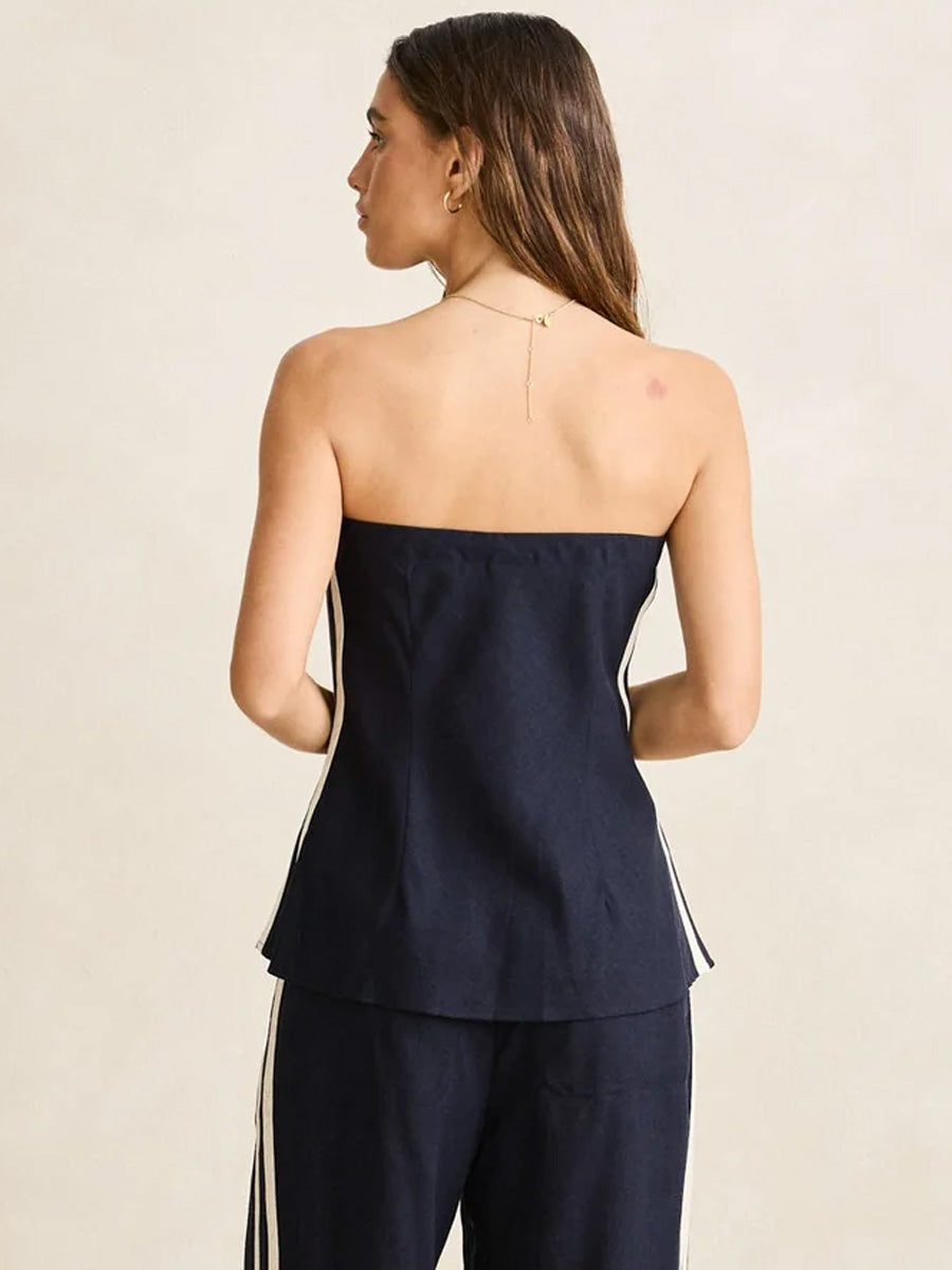 RHYTHM CONTRAST LINEN STRAPLESS TOP - OCEAN T-SHIRTS RHYTHM