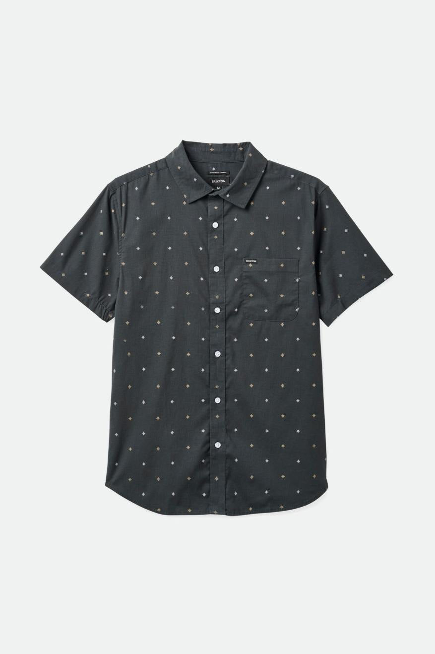 BRIXTON CHARTER PRINT S/S WOVEN SHIRT - WASHED BLACK PYRAMID SHIRT bro   