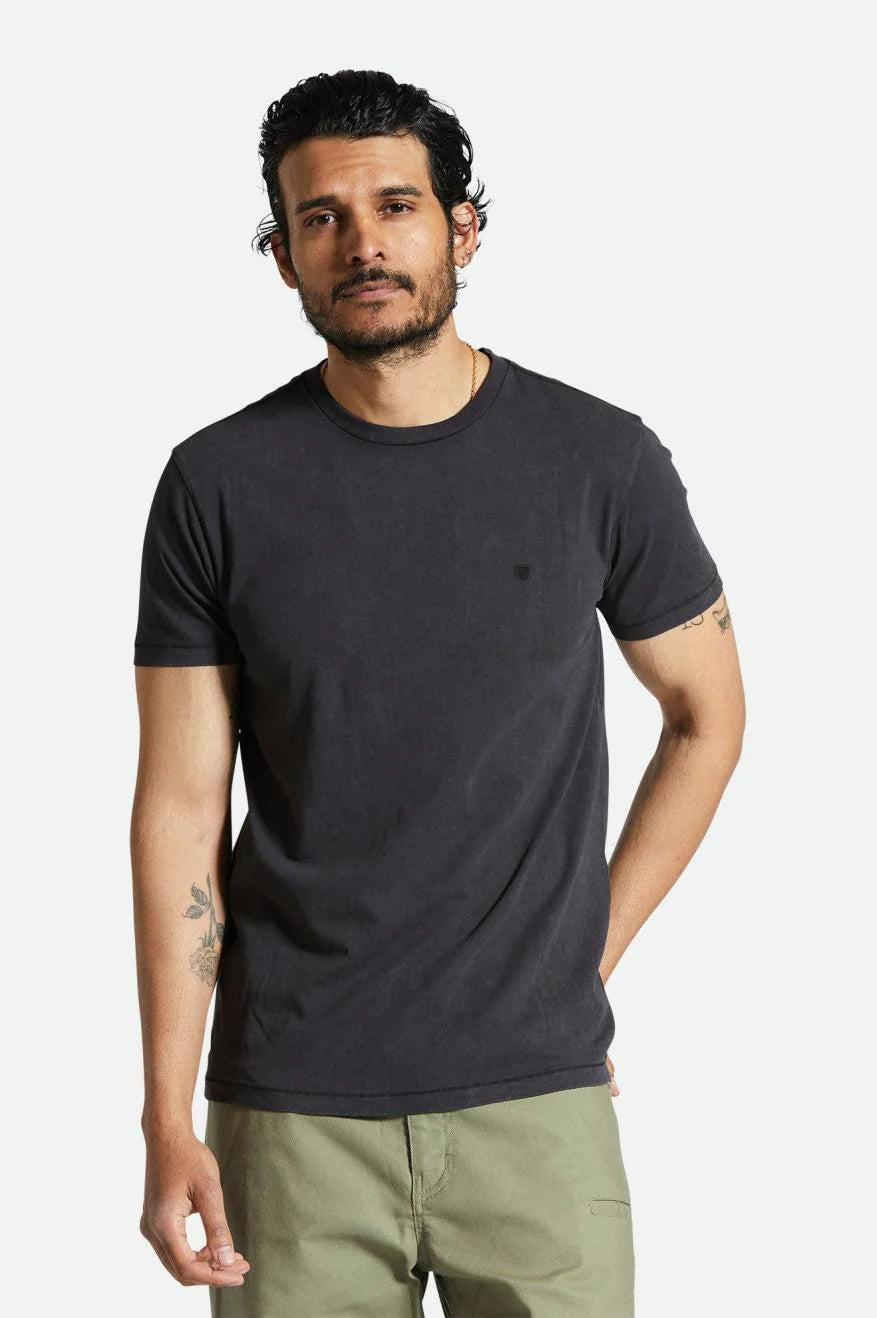 BRIXTON VINTAGE RESERVE S/S TEE - BLACK SOL WASH SHIRT BRIXTON   