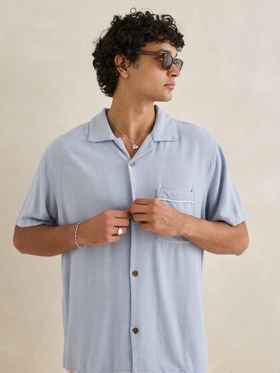 RHYTHM DAYTONA SHORT-SLEEVE SHIRT - SKY