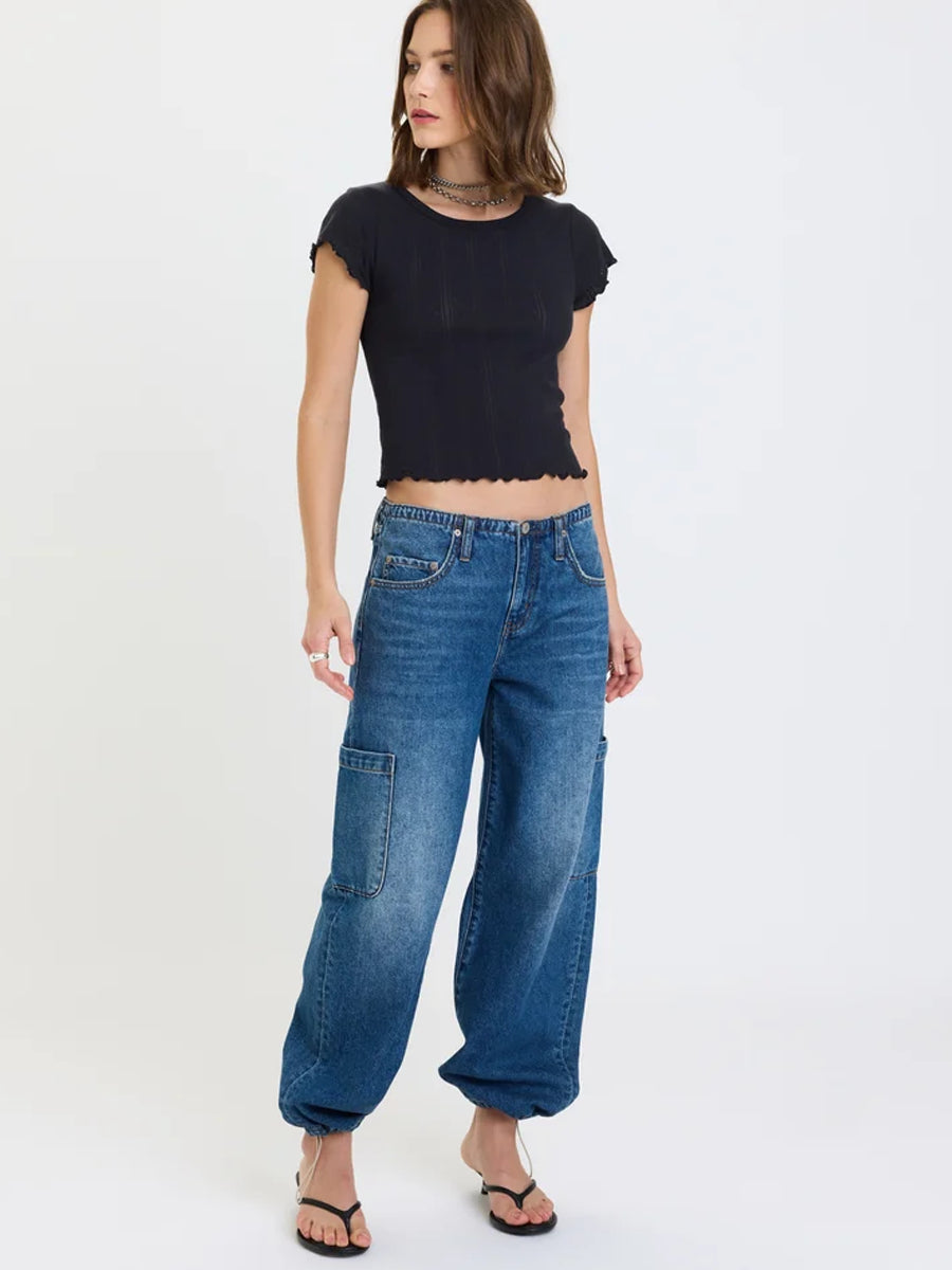 DAZE DENIM MIRAGE MID RISE CARGO HAREM PANT - SNAP JEANS DAZE DENIM