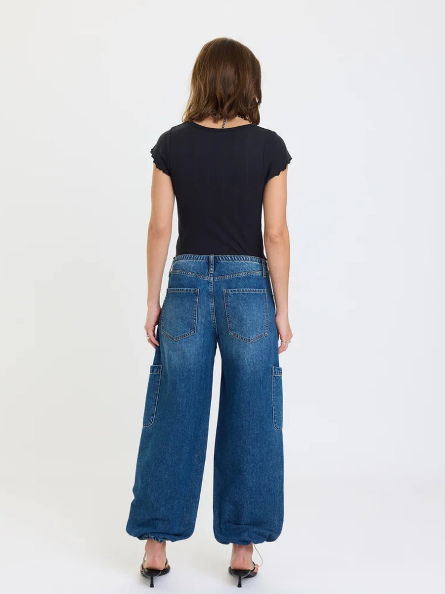 DAZE DENIM MIRAGE MID RISE CARGO HAREM PANT - SNAP JEANS DAZE DENIM