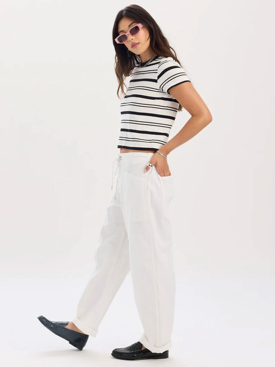 DAZE VILLA DRAWSTRING BARREL PANT - LAMB PANTS DAZE DENIM