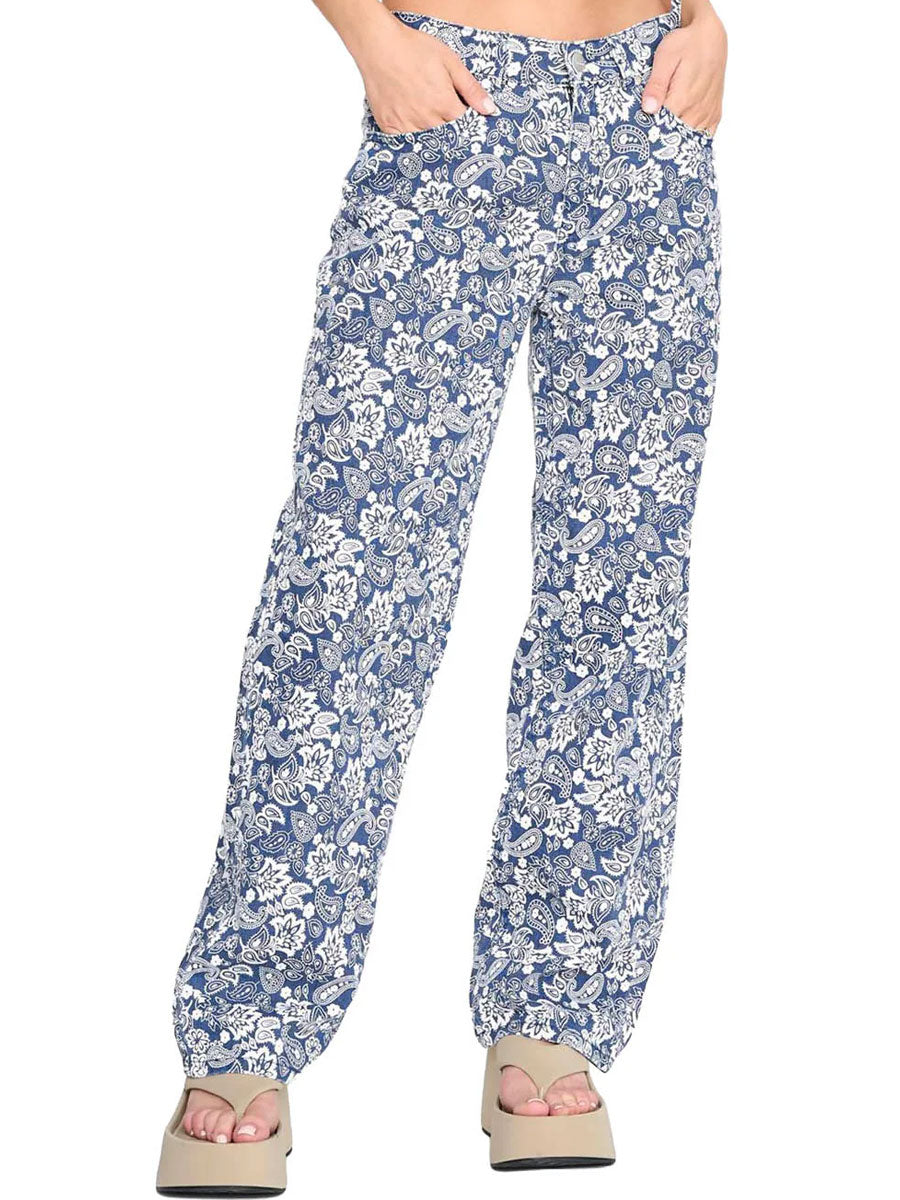 PAISLEY DENIM PANTS - BLUE PANTS 24 COLOURS
