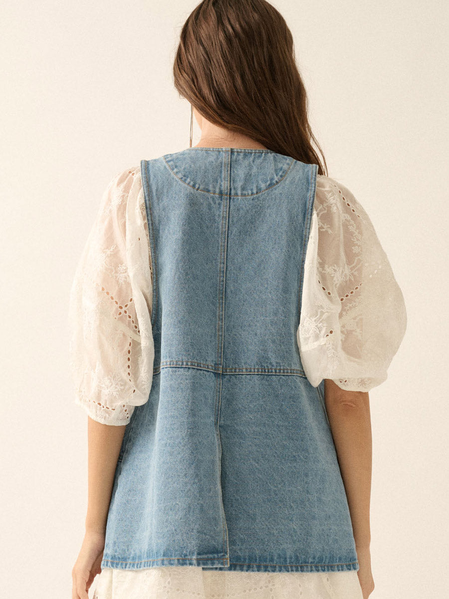 DENIM OVERSIZED VEST VEST -