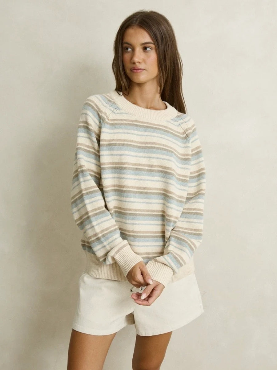 RHYTHM DISTANT SHORES STRIPED SWEATER - BABY BLUE SWEATERS RHYTHM