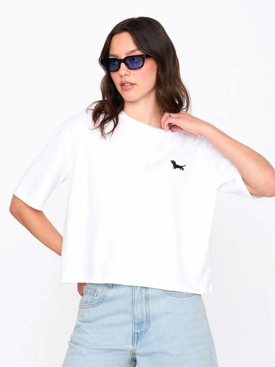 EMBROIDERED DOG TEE - WHITE T-SHIRTS 24 COLOURS