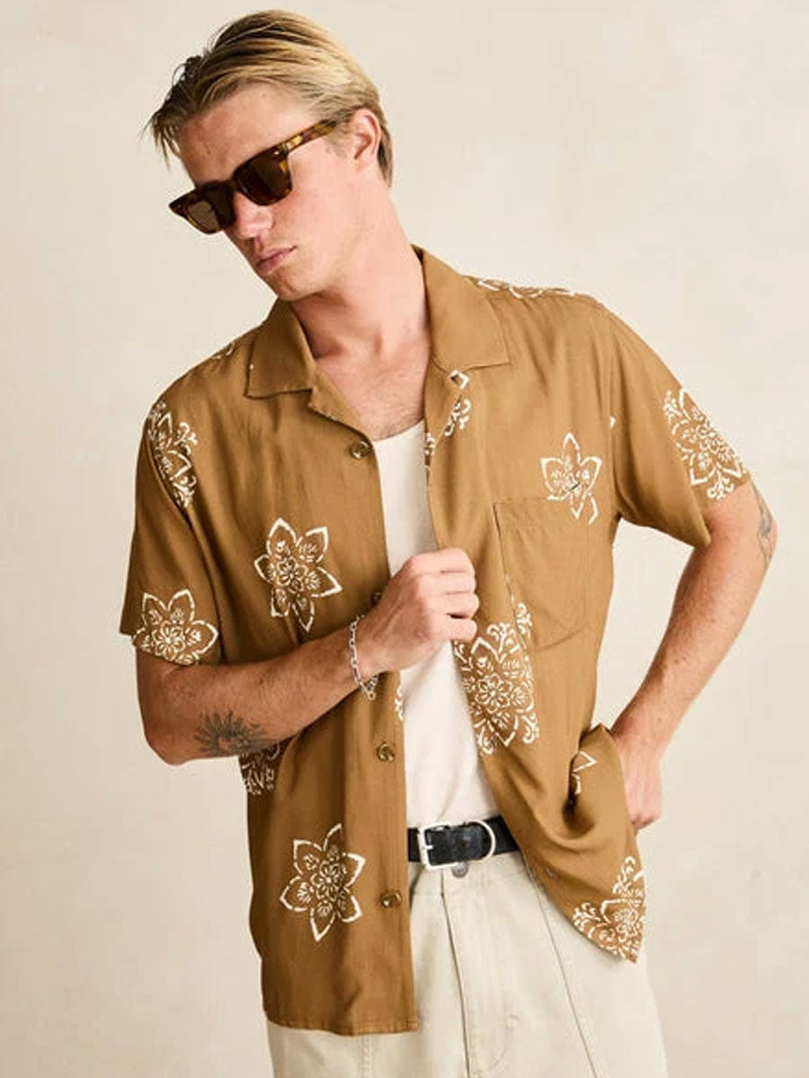 RHYTHM DOILY SHORT-SLEEVE SHIRT - OAK SHIRTS RHYTHM