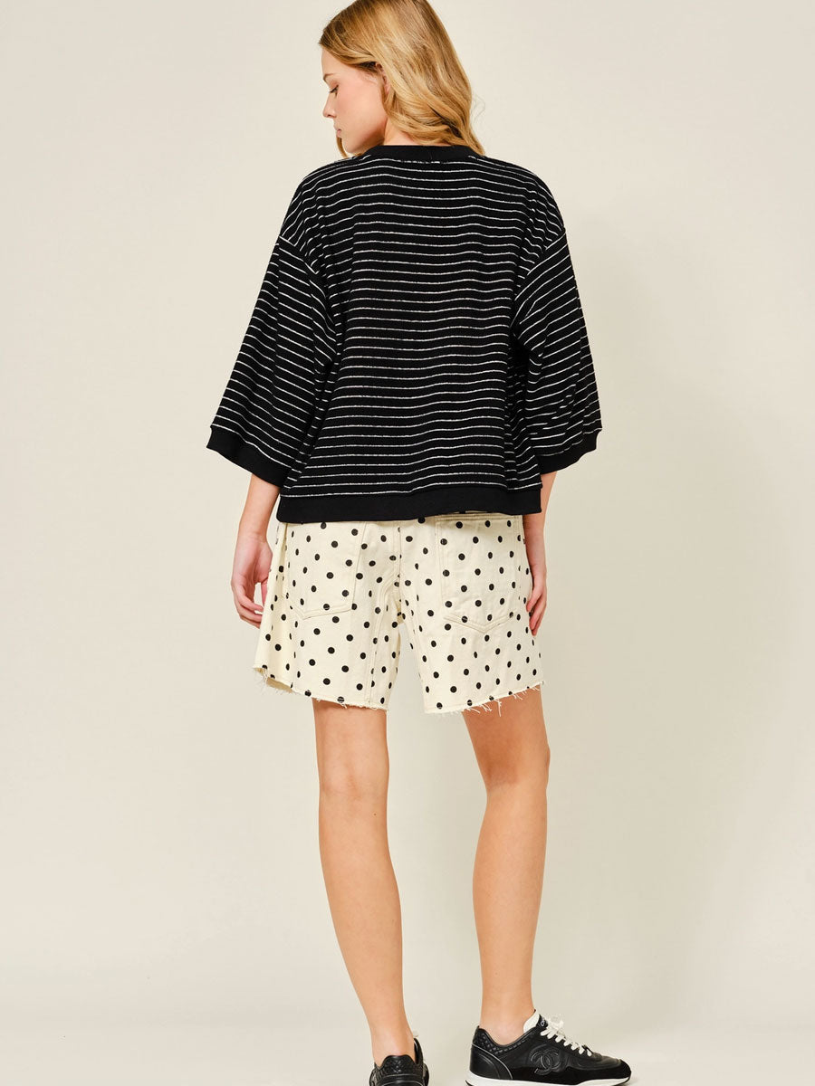 DOT BARREL SHORTS WITH EYELET WAIST - CREAM SHORTS OAK CLOTHING CO.
