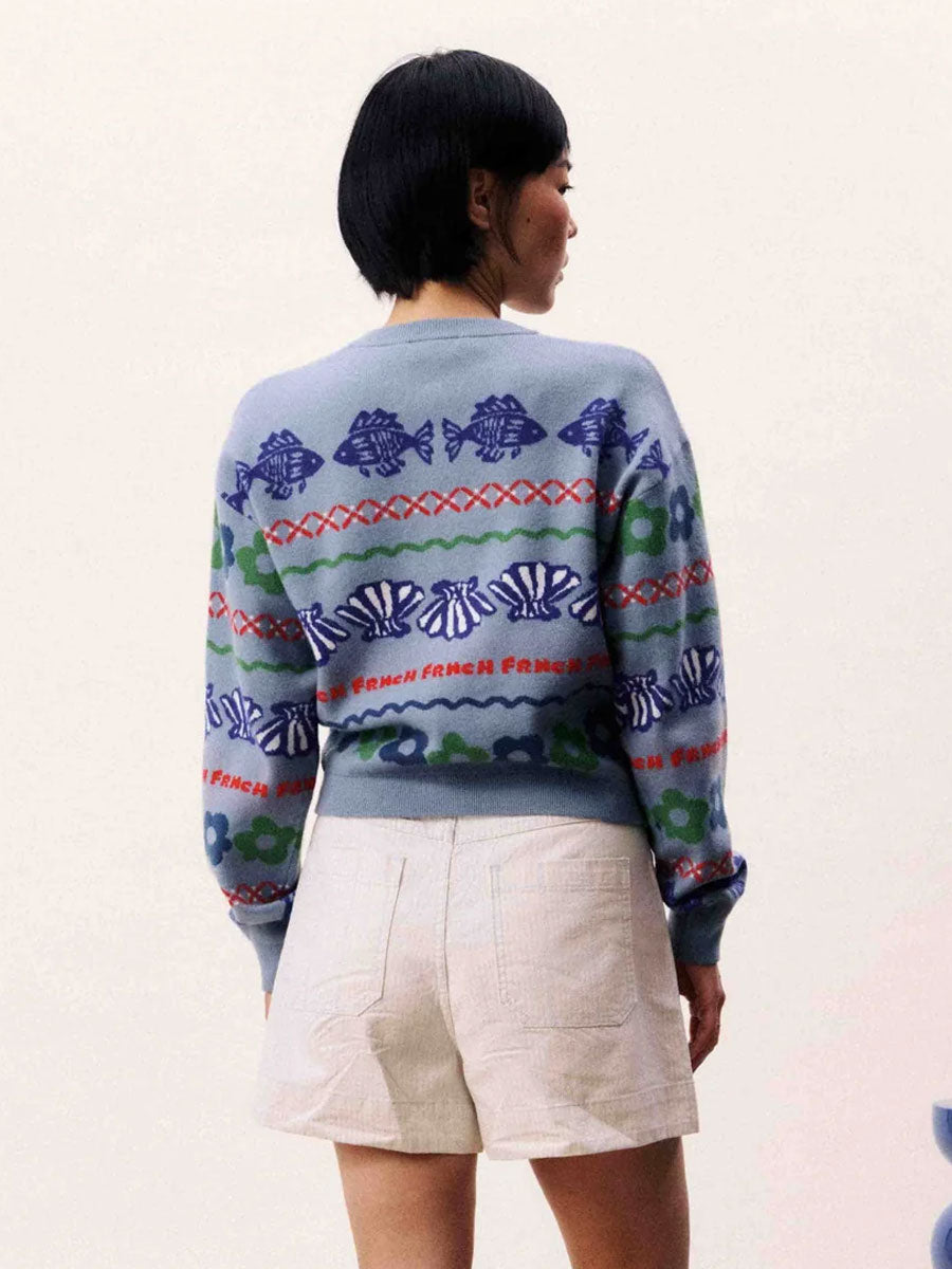 FRNCH FEDERICA CARDIGAN - BLEU CLAIR SWEATERS FRNCH