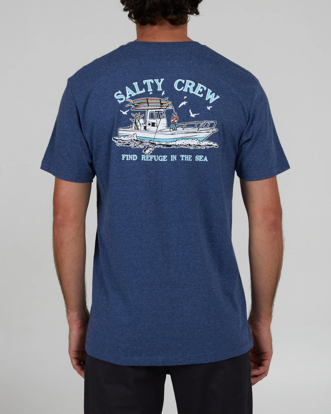 SALTY CREW FISH ON CLASSIC S/S TEE - NAVY HEATHER SHIRT SALTY CREW   