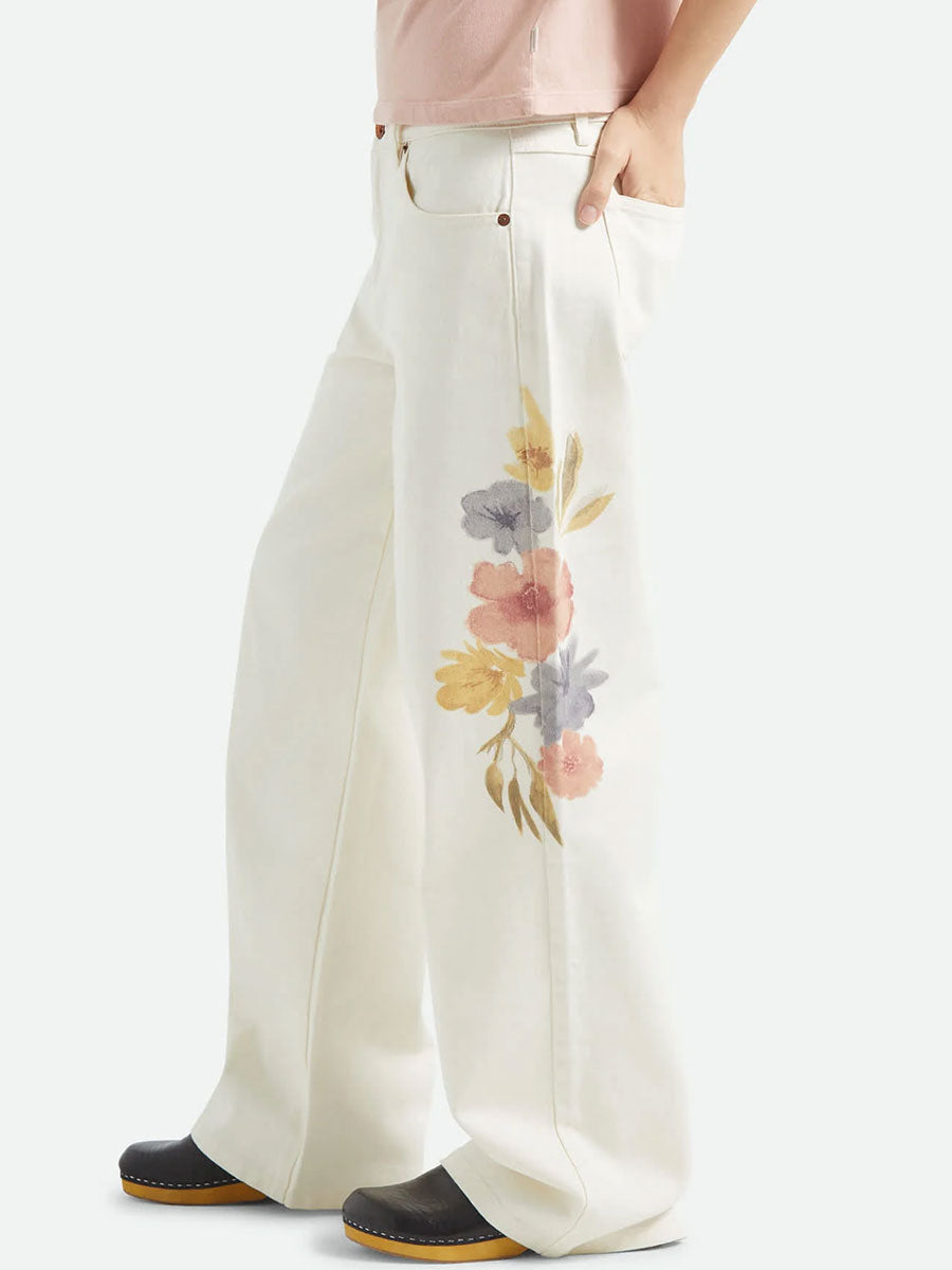 BRIXTON THE CHLOE 5 POCKET PANT - OFF WHITE/FLORAL BURST PANTS BRIXTON