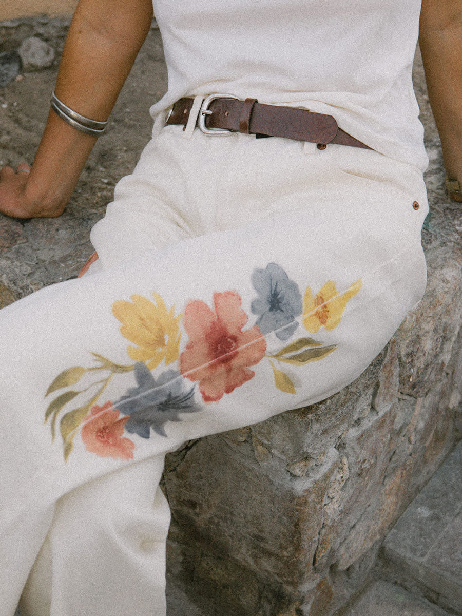 BRIXTON THE CHLOE 5 POCKET PANT - OFF WHITE/FLORAL BURST PANTS BRIXTON