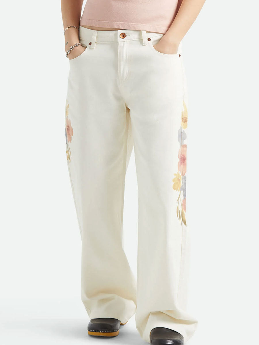BRIXTON THE CHLOE 5 POCKET PANT - OFF WHITE/FLORAL BURST PANTS BRIXTON