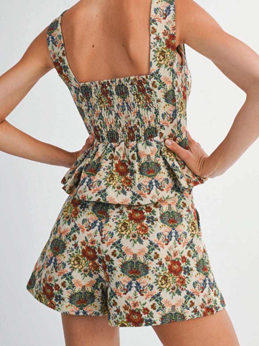 JACQUARED SHORTS - TAUPE/MULTI SHORTS OAK CLOTHING CO.