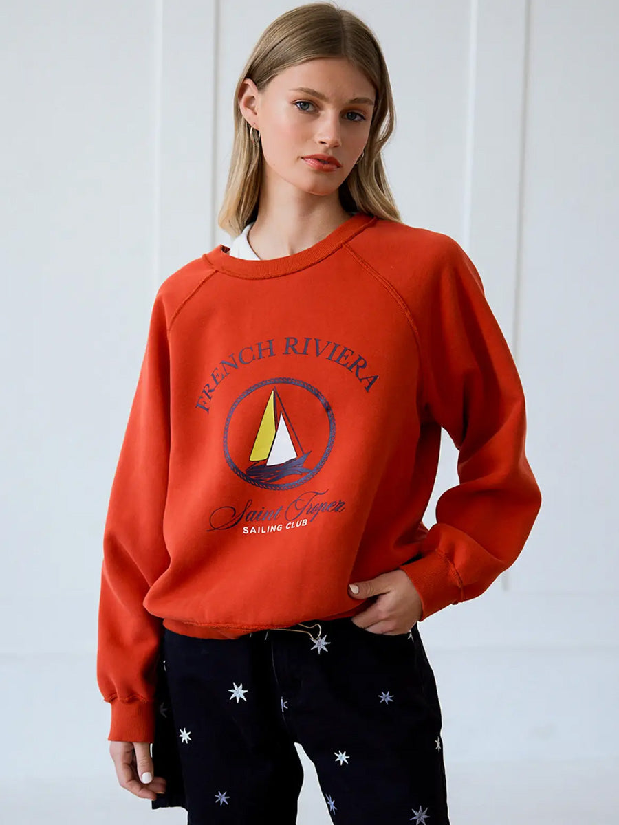FRENCH RIVIERA SAILING CLUB GRAPHIC SWEATSHIRT - RED