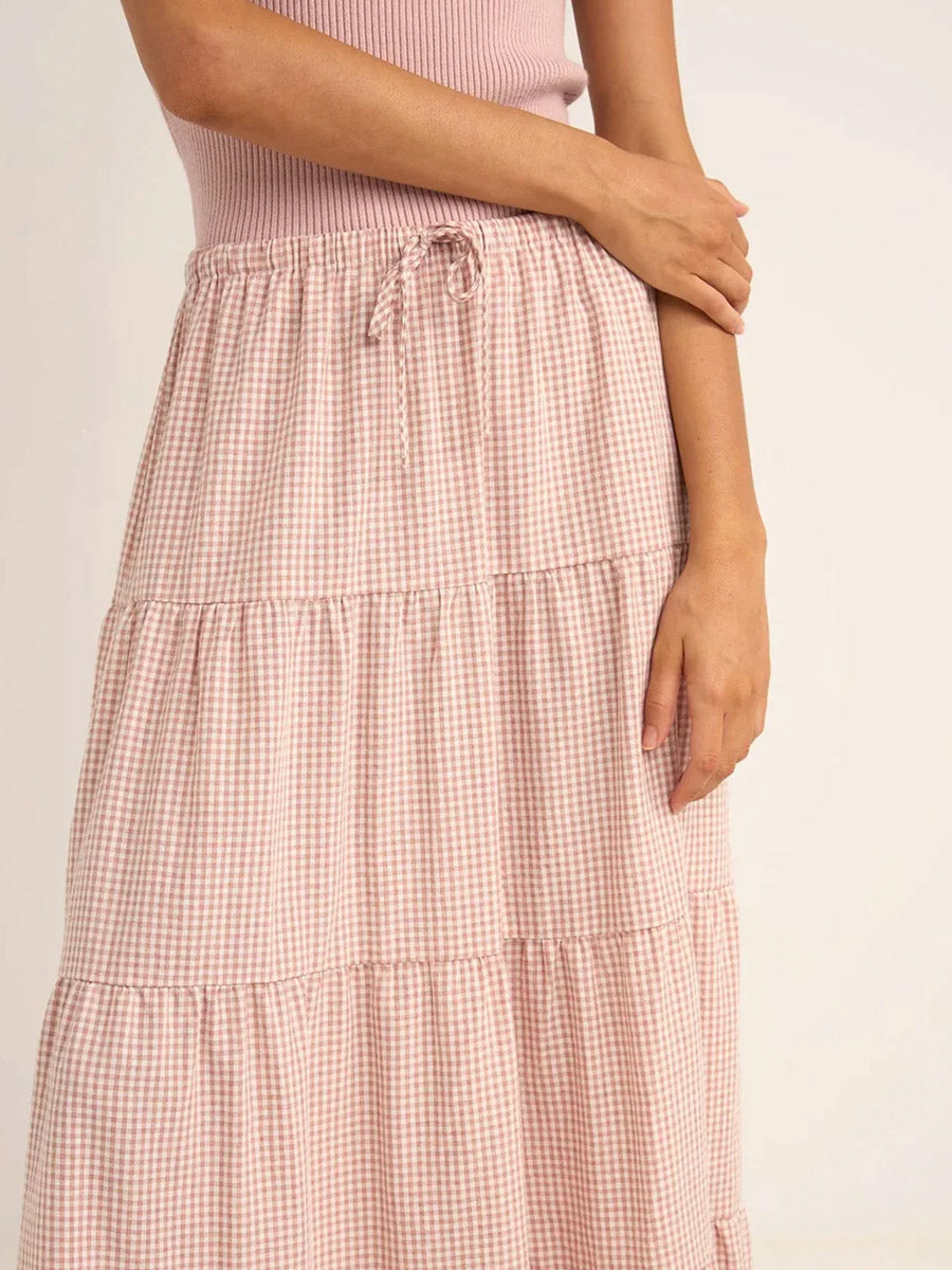 LOLA CHECKED TIERED MAXI SKIRT SKIRT -