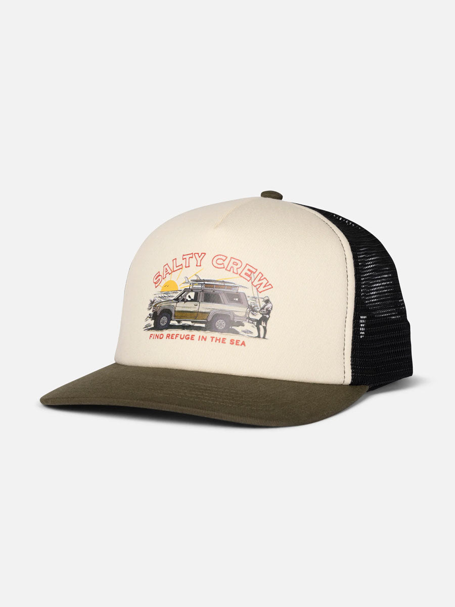 SALTY CREW GOOD TIMES FOAMIE TRUCKER - DARK OLIVE HATS SALTY CREW