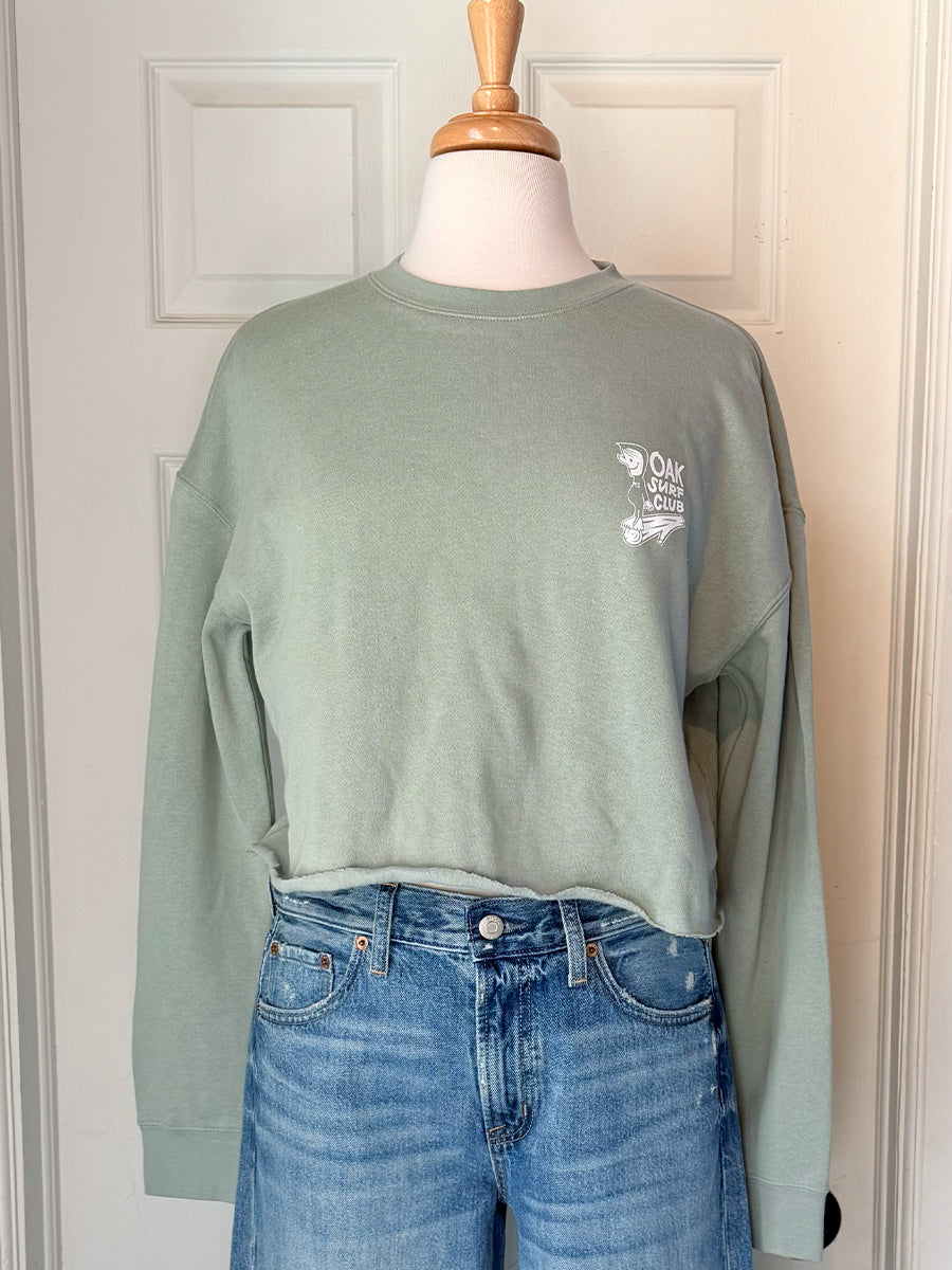 OAK SURF CLUB GROVER CROPPED CREW - SAGE