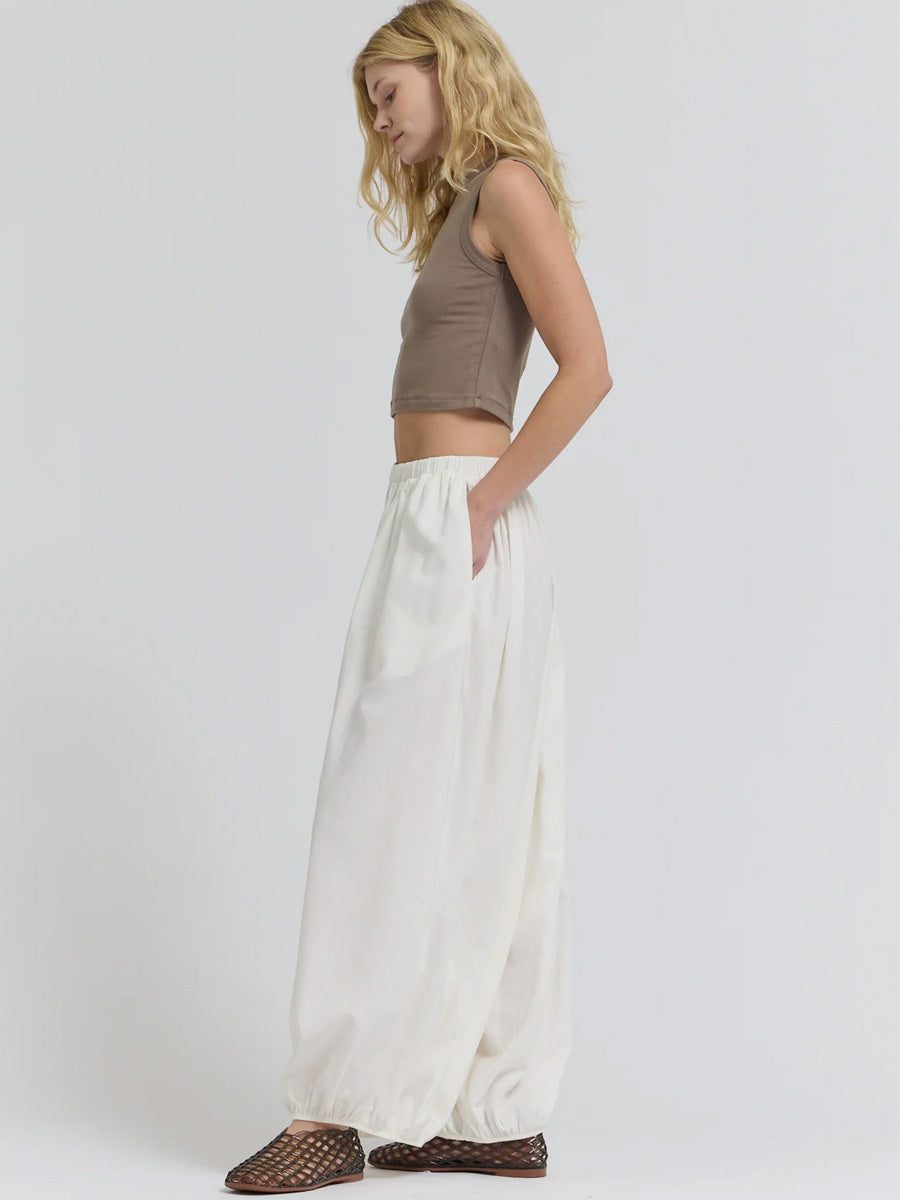 FULL HAREM LINEN PANTS - OFF WHITE