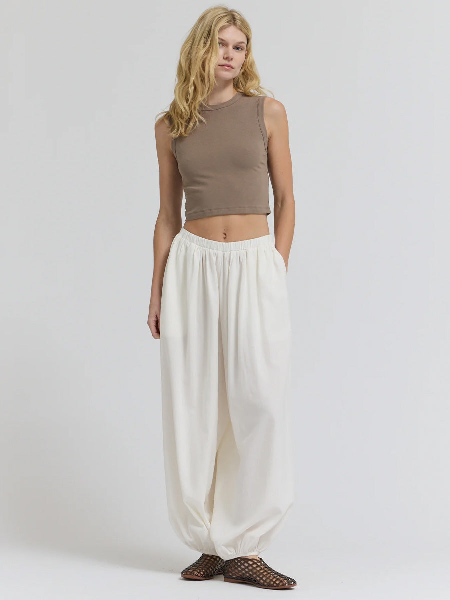 FULL HAREM LINEN PANTS - OFF WHITE