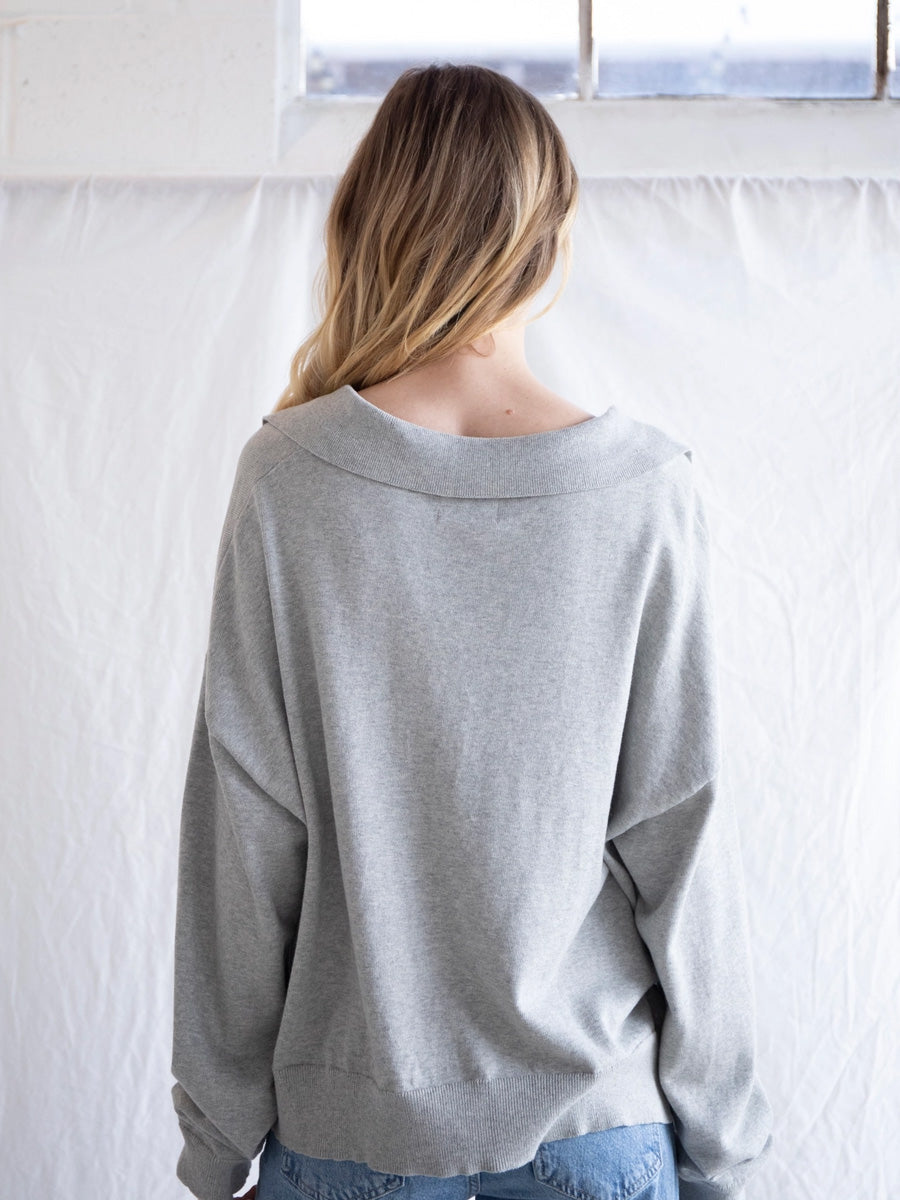 NADINE SWEATER - HEATHER GREY SWEATERS OAK CLOTHING CO.