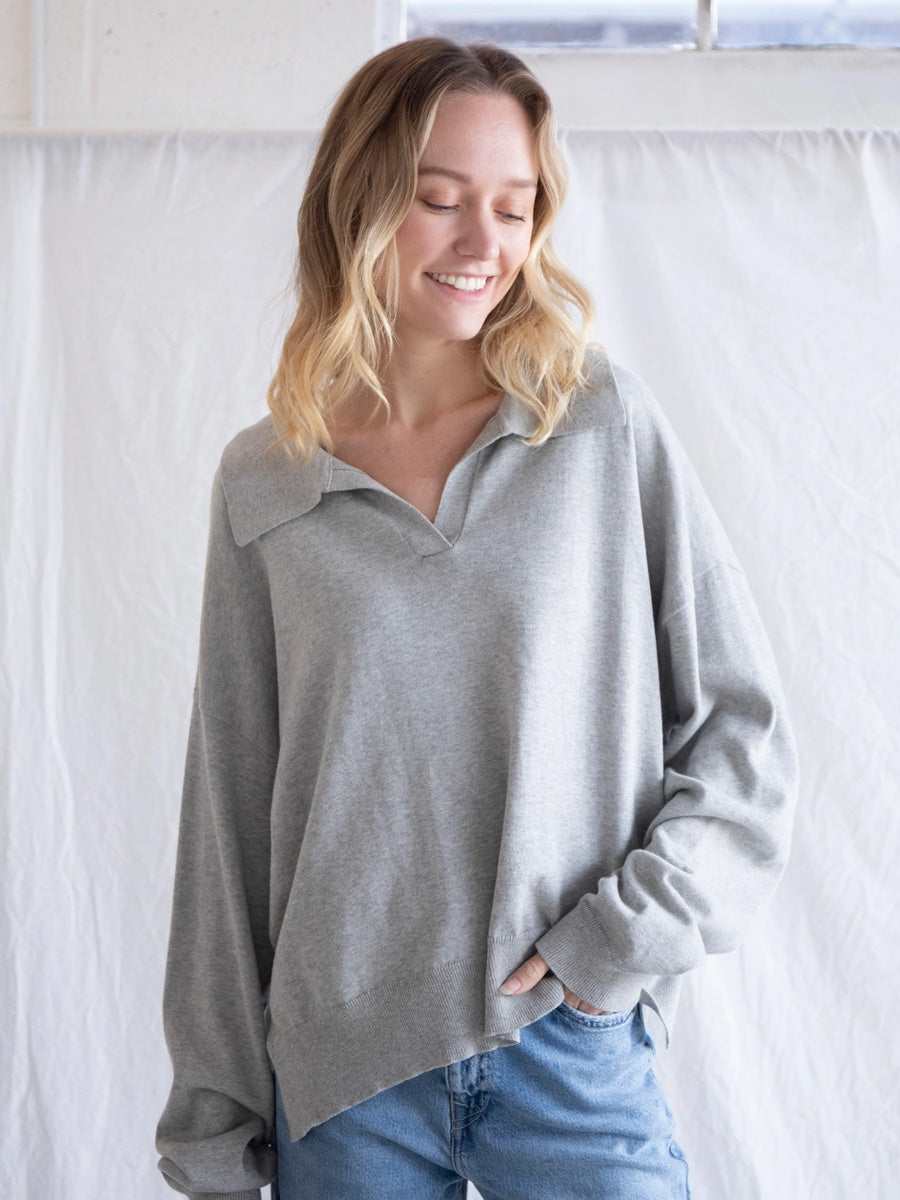 NADINE SWEATER - HEATHER GREY SWEATERS OAK CLOTHING CO.