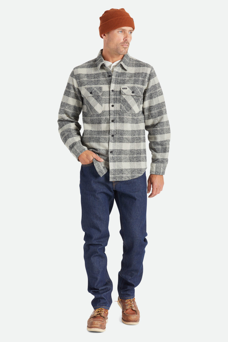 BRIXTON BOWERY HEAVY WEIGHT L/S FLANNEL - BLACK/CHARCOAL SHIRT BRIXTON   