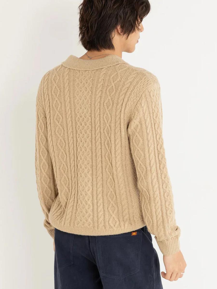 RHYTHM MOHAIR QUARTER ZIP FISHERMAN KNIT - INCENSE SWEATERS RHYTHM